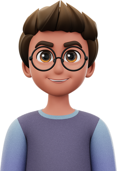 3D Avatar Man with Glasses Character